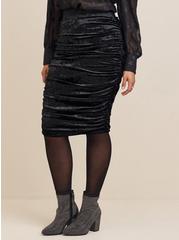 Cinched Velvet Midi Bodycon Pencil Skirt, NONEC, alternate