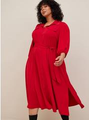 Tea Length Studio Refined Woven Shirt Dress, JESTER RED, hi-res