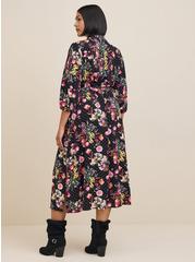 Tea Length Studio Refined Woven Shirt Dress, TRANCE FLORAL BLACK, alternate