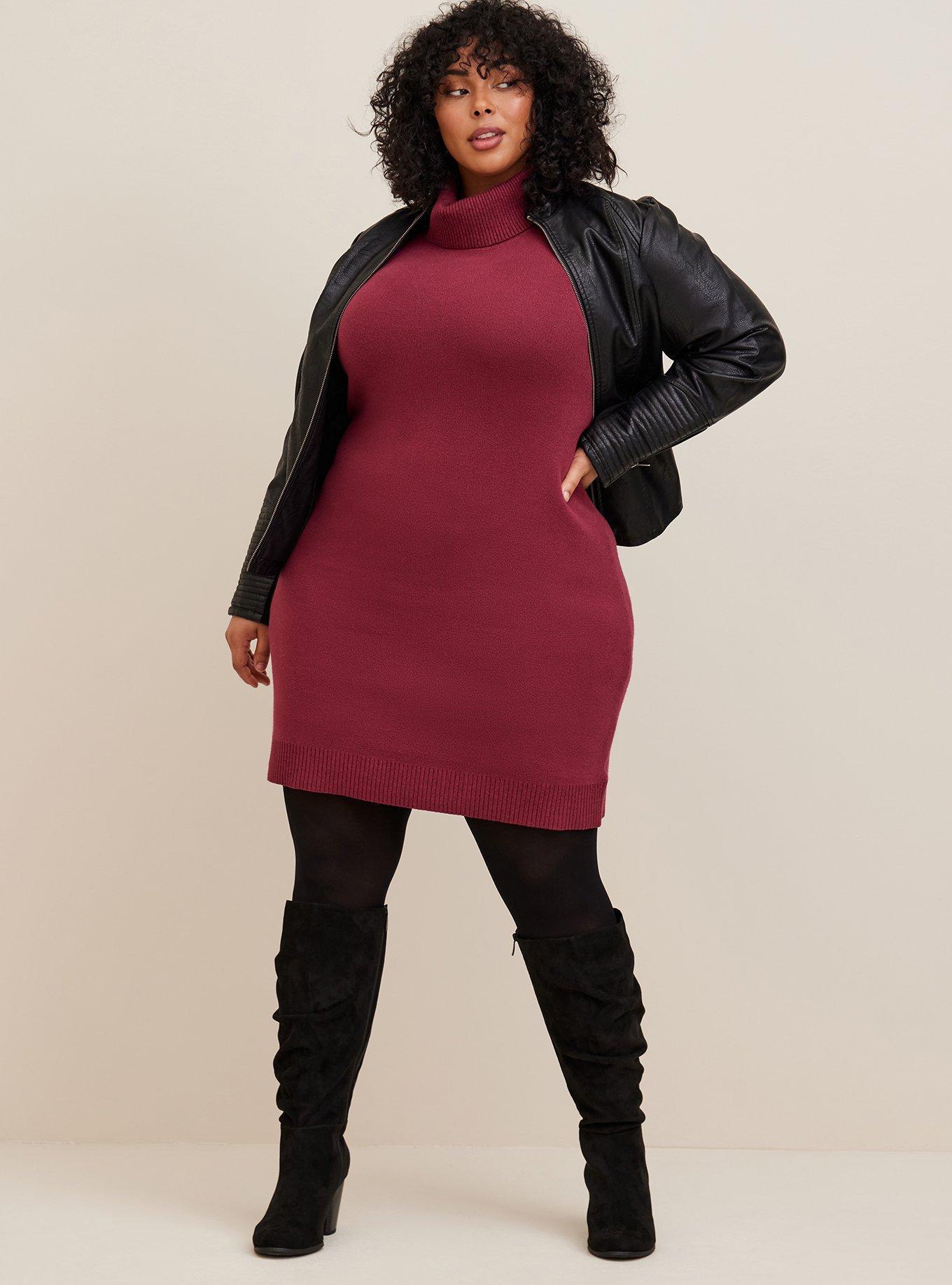 Plus size burgundy sweater 2024 dress