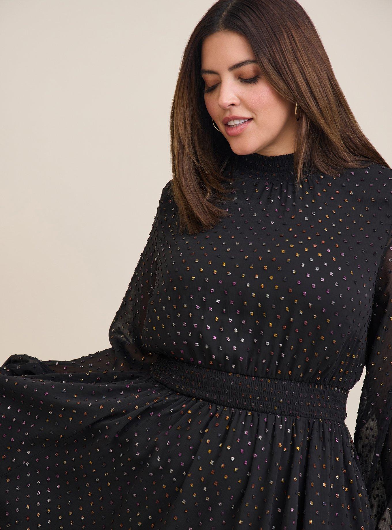 Mini Clip Dot Blouson Sleeve Dress