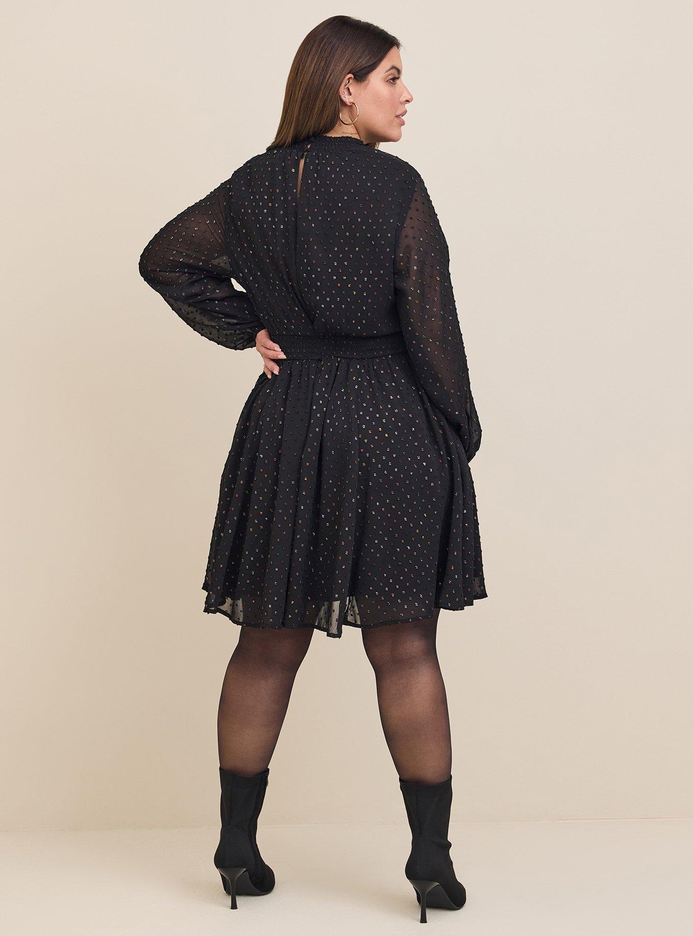 Mini Clip Dot Blouson Sleeve Dress