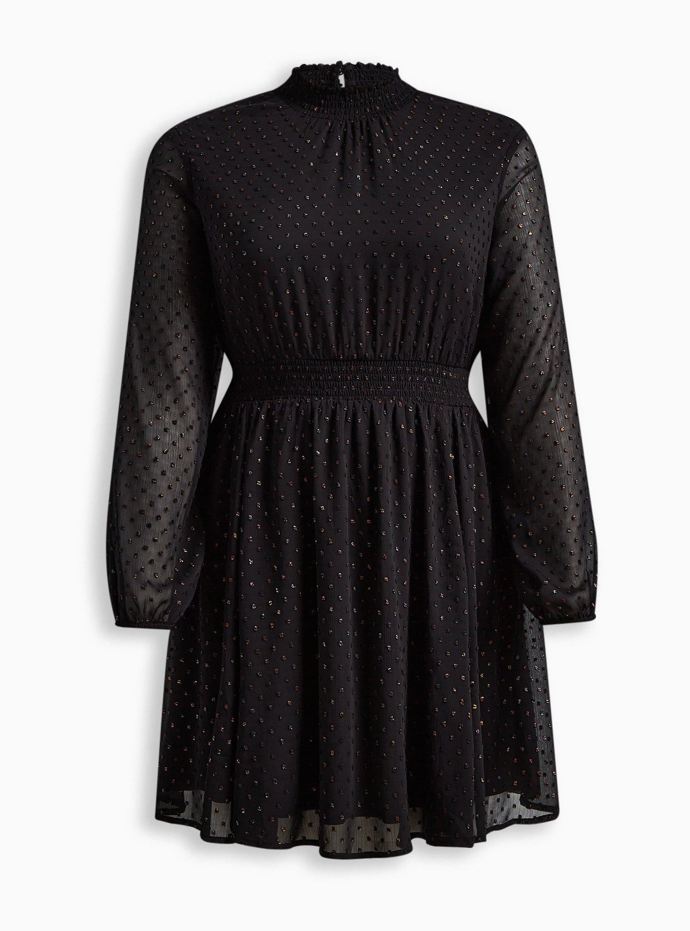 Mini Clip Dot Blouson Sleeve Dress