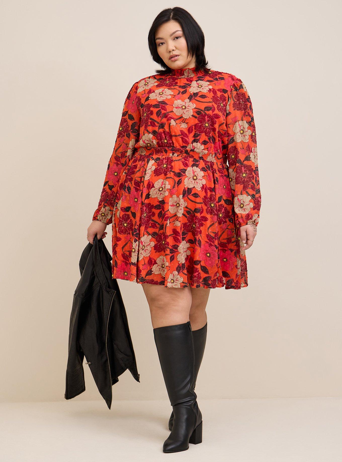 Plus Size - Mini Clip Dot Blouson Sleeve Dress - Torrid