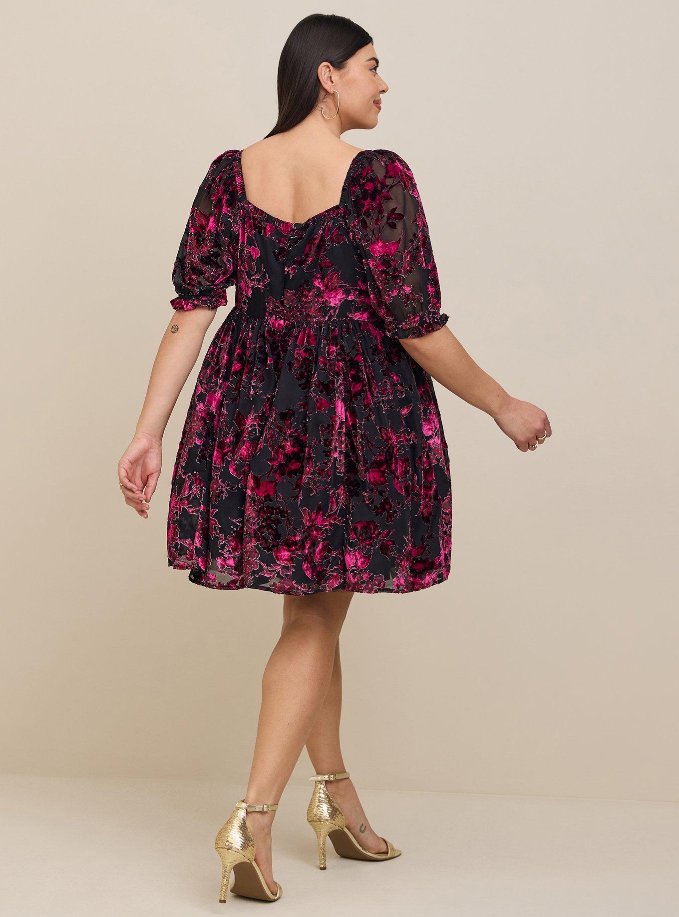 Plus Size - Mini Burnout Velvet Babydoll Dress - Torrid