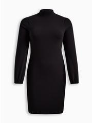 Mini Jersey Blouson Sleeve Bodycon Dress, DEEP BLACK, hi-res