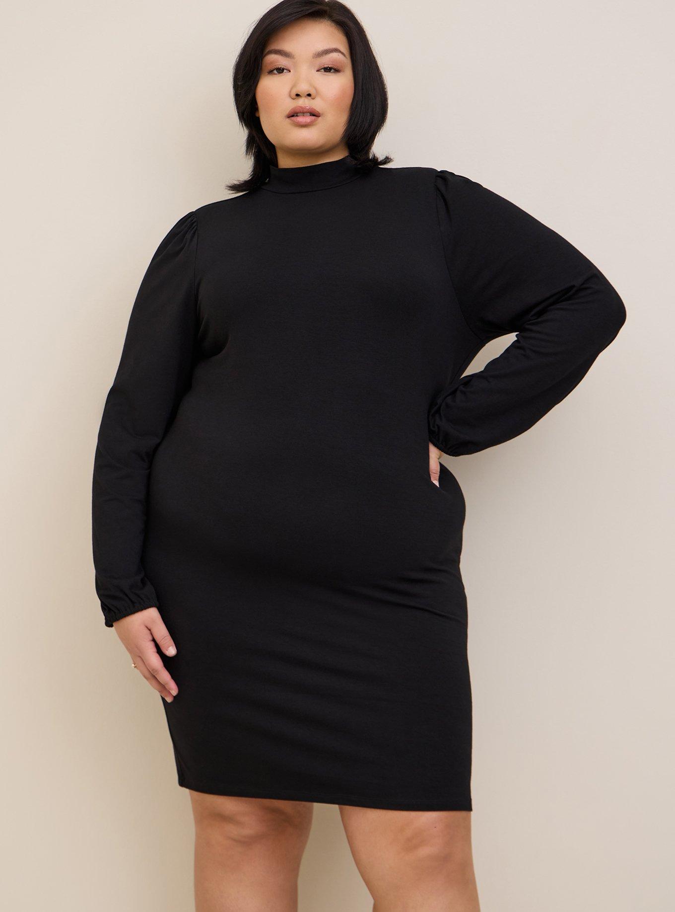 Black Jersey High Neck Cap Sleeve Bodycon Dress