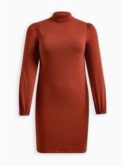 Mini Jersey Blouson Sleeve Bodycon Dress, BRANDY BROWN, hi-res