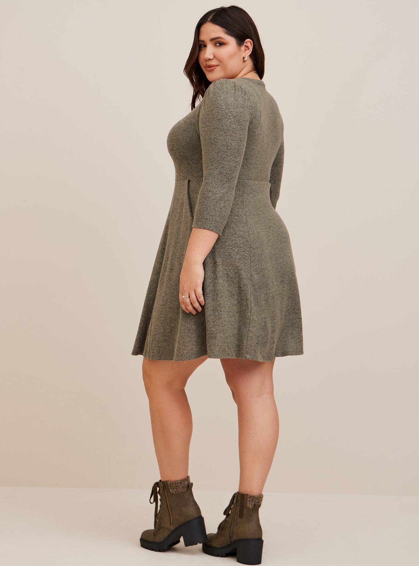 Mini Super Soft Plush Puff Sleeve Skater Dress