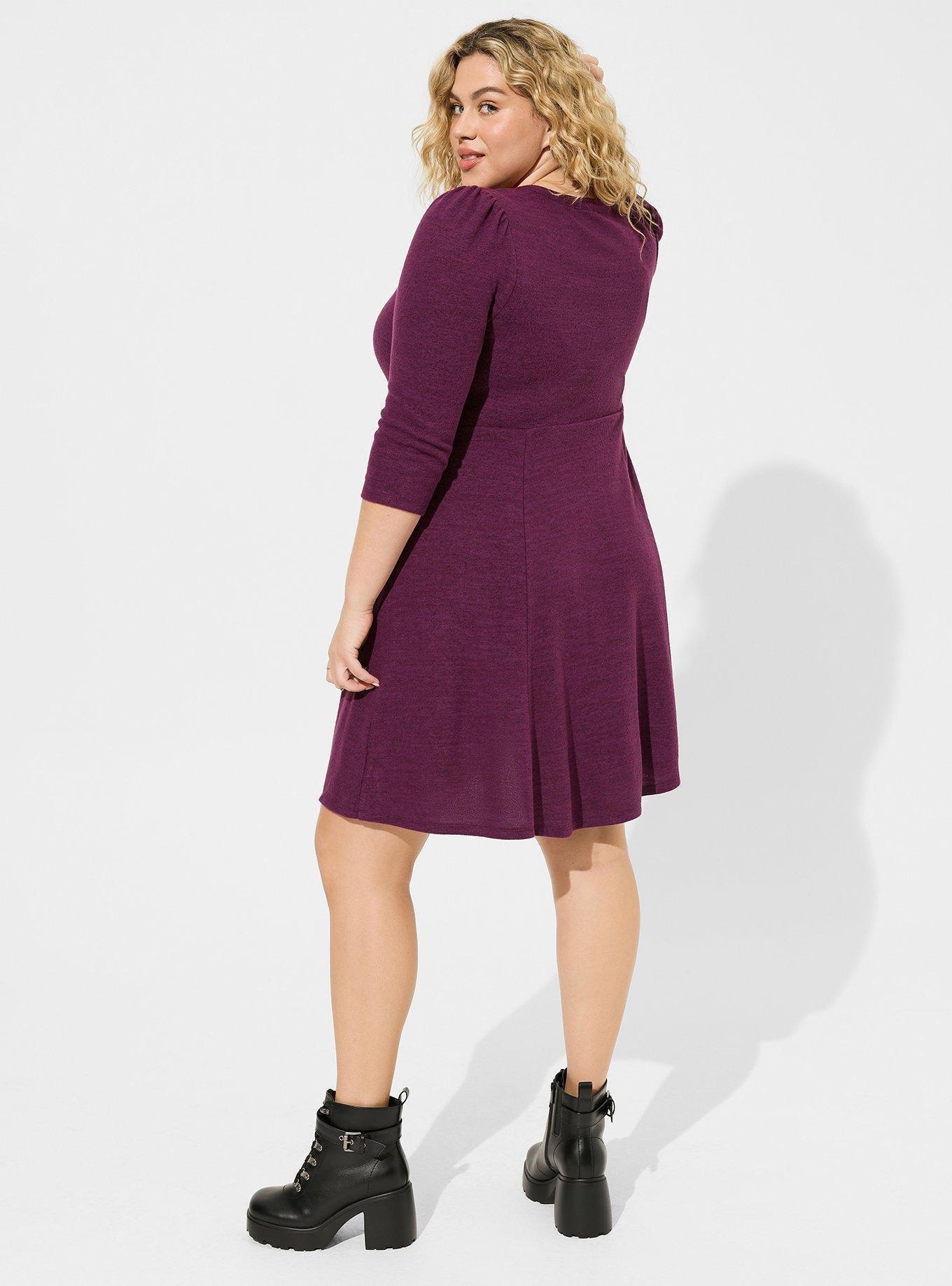 Plus Size - Mini Super Soft Plush Puff Sleeve Skater Dress - Torrid