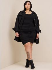 Midi Super Soft Cinched Bodycon Dress, DEEP BLACK, alternate