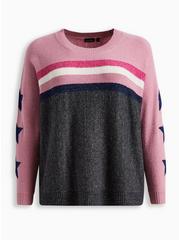  Lovesick Vegan Cashmere Boxy Dolman Colorblock Pullover Sweater, BLUE, hi-res