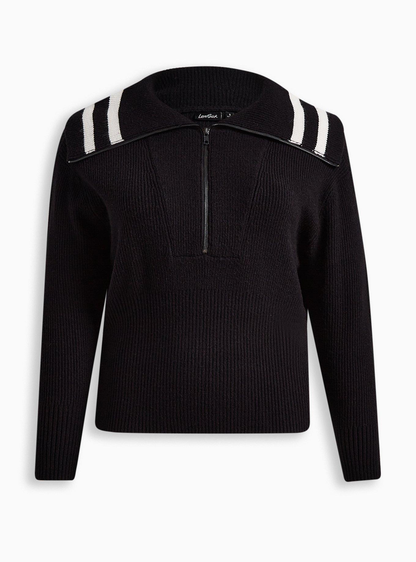Plus Size Lovesick Shaker Stitch Zip Front Pullover Sweater Torrid