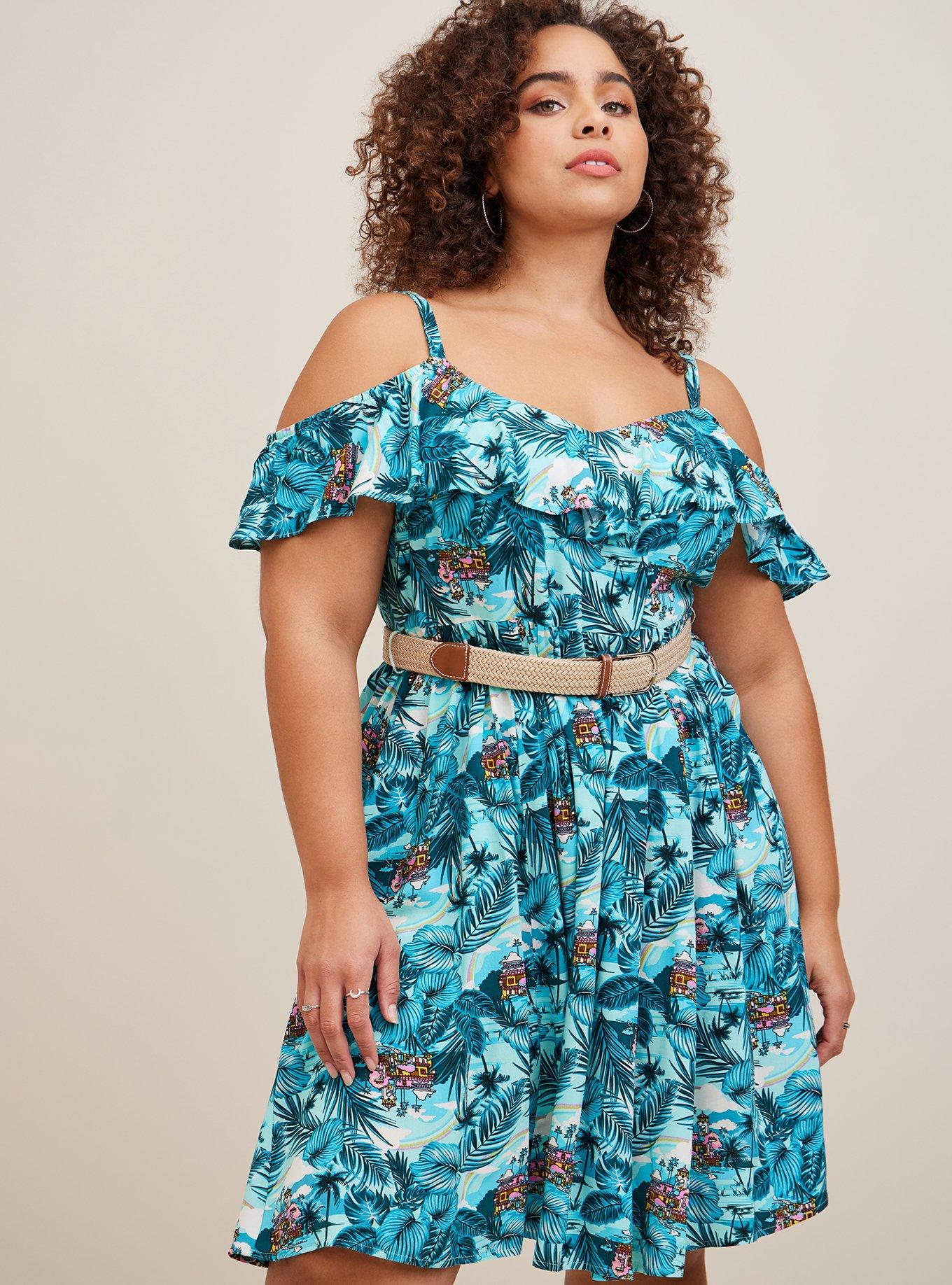 Plus Size Disney Encanto Cold Shoulder Belted Dress Torrid