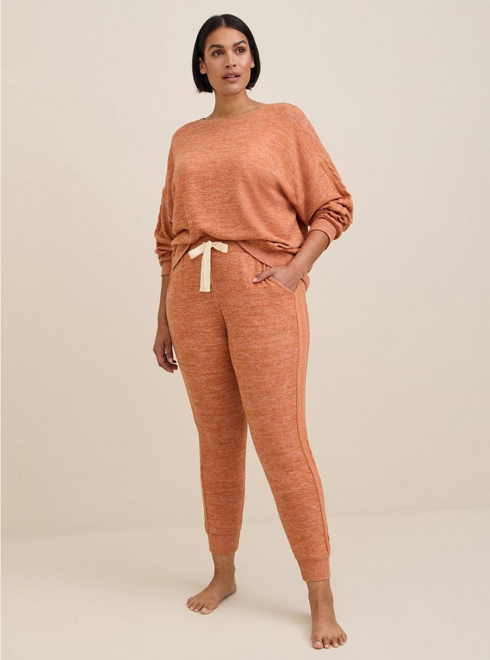 Super Soft Plush Full Length Cable Lounge Jogger, RAW SIENNA, hi-res