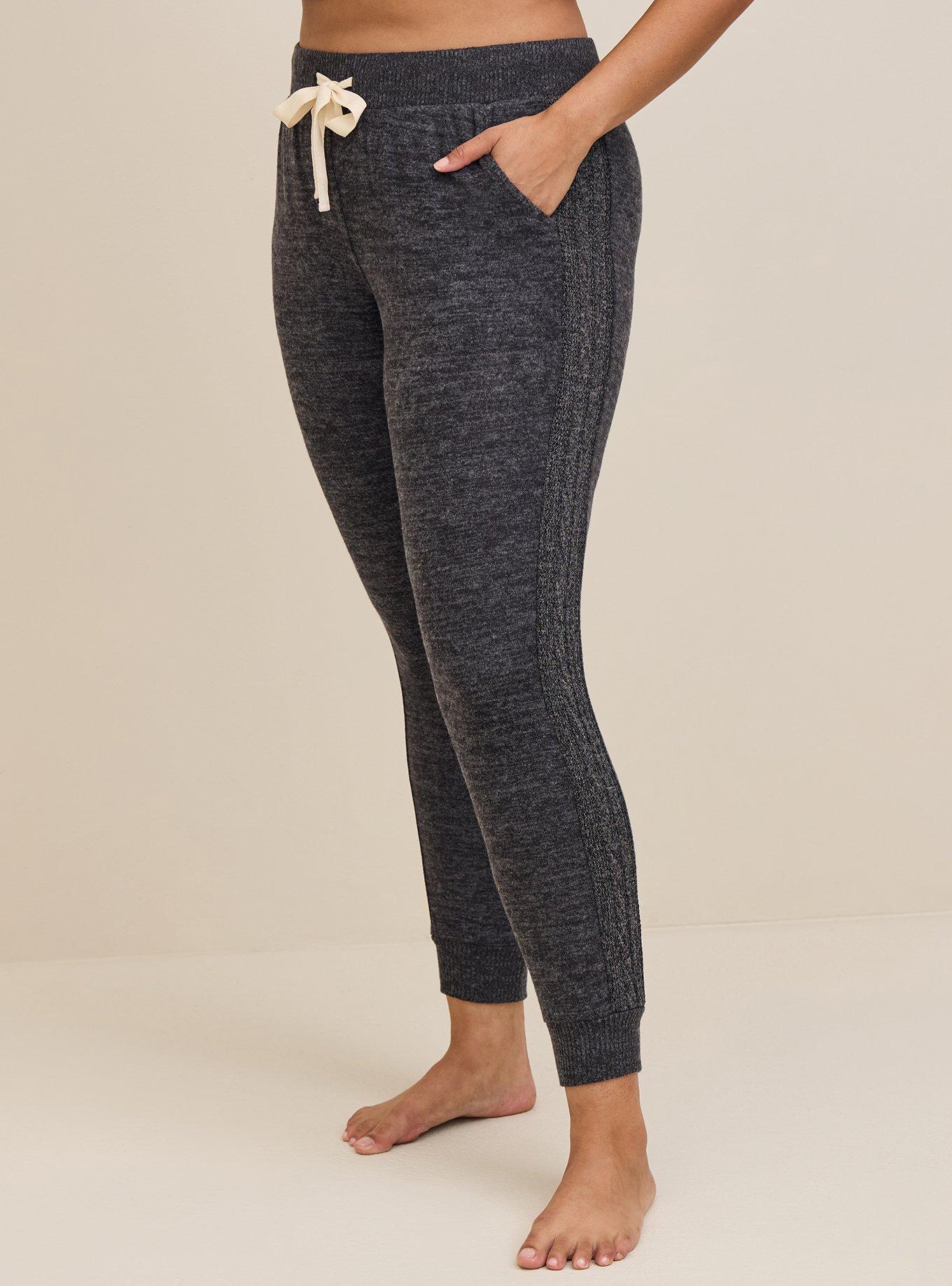 Super Soft Plush Full Length Cable Lounge Jogger, HEATHERED CHARCOAL, alternate