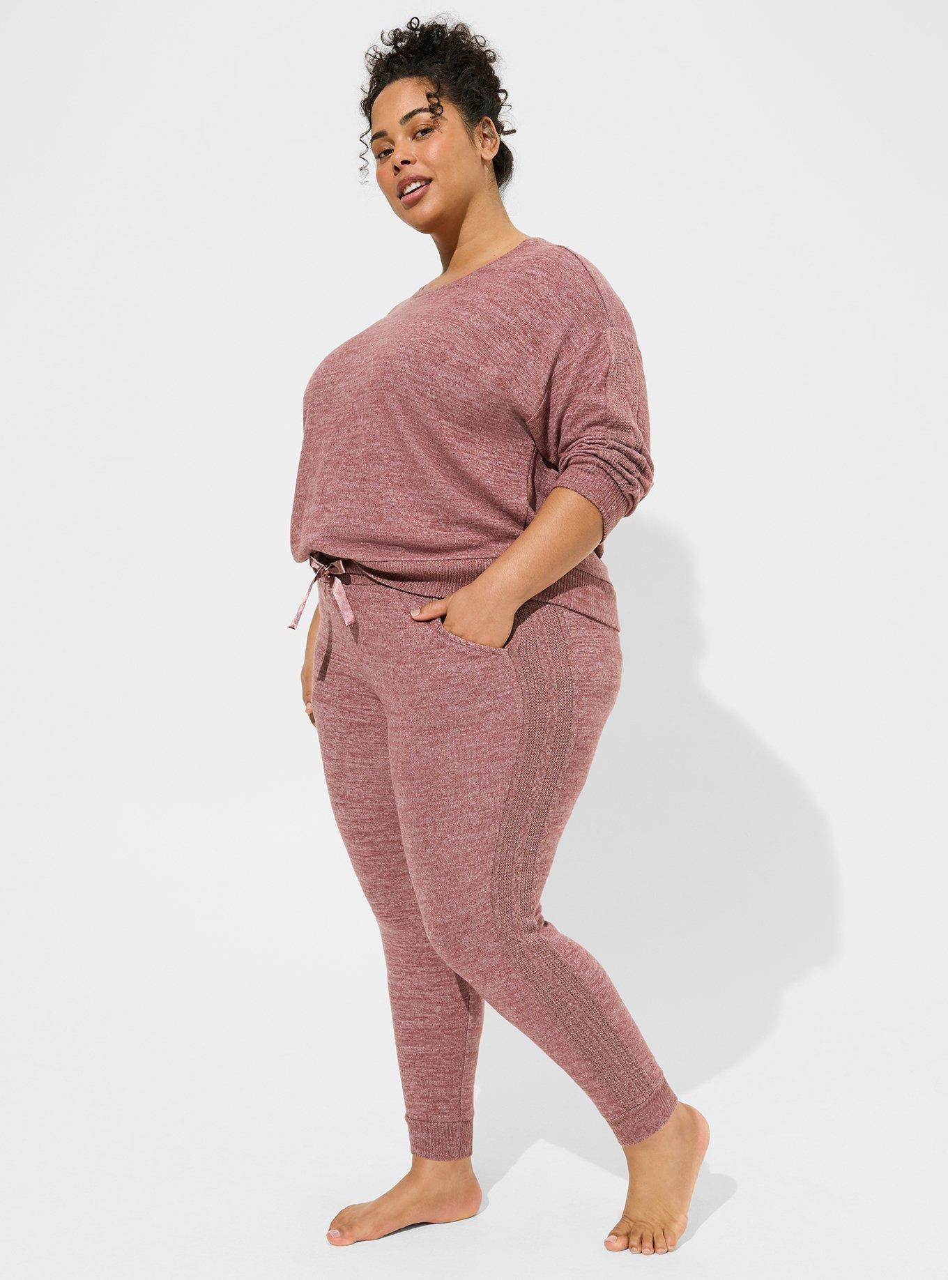 Plus Size - Super Soft Plush Full Length Cable Lounge Jogger - Torrid