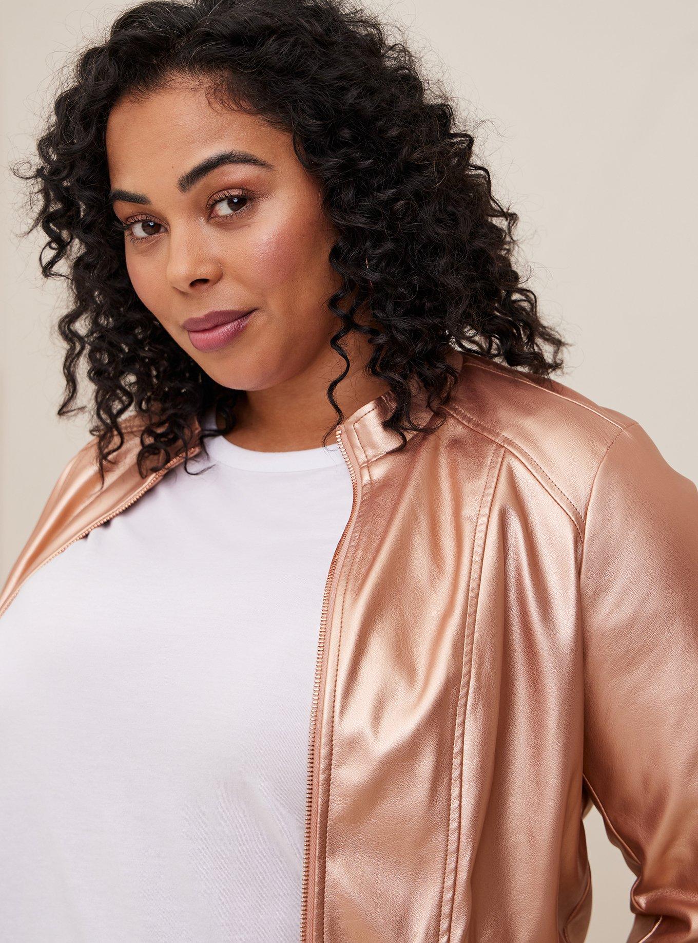 Rose gold faux leather on sale jacket