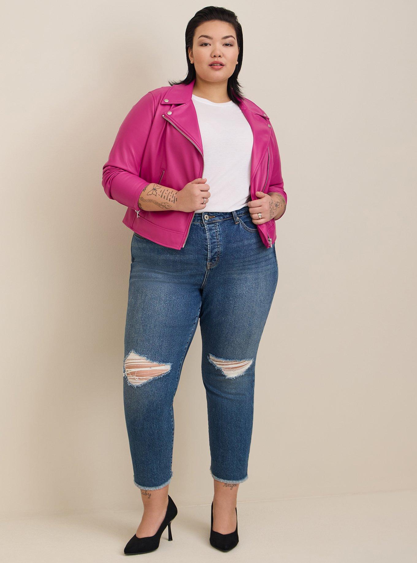 Plus size denim hot sale moto jacket