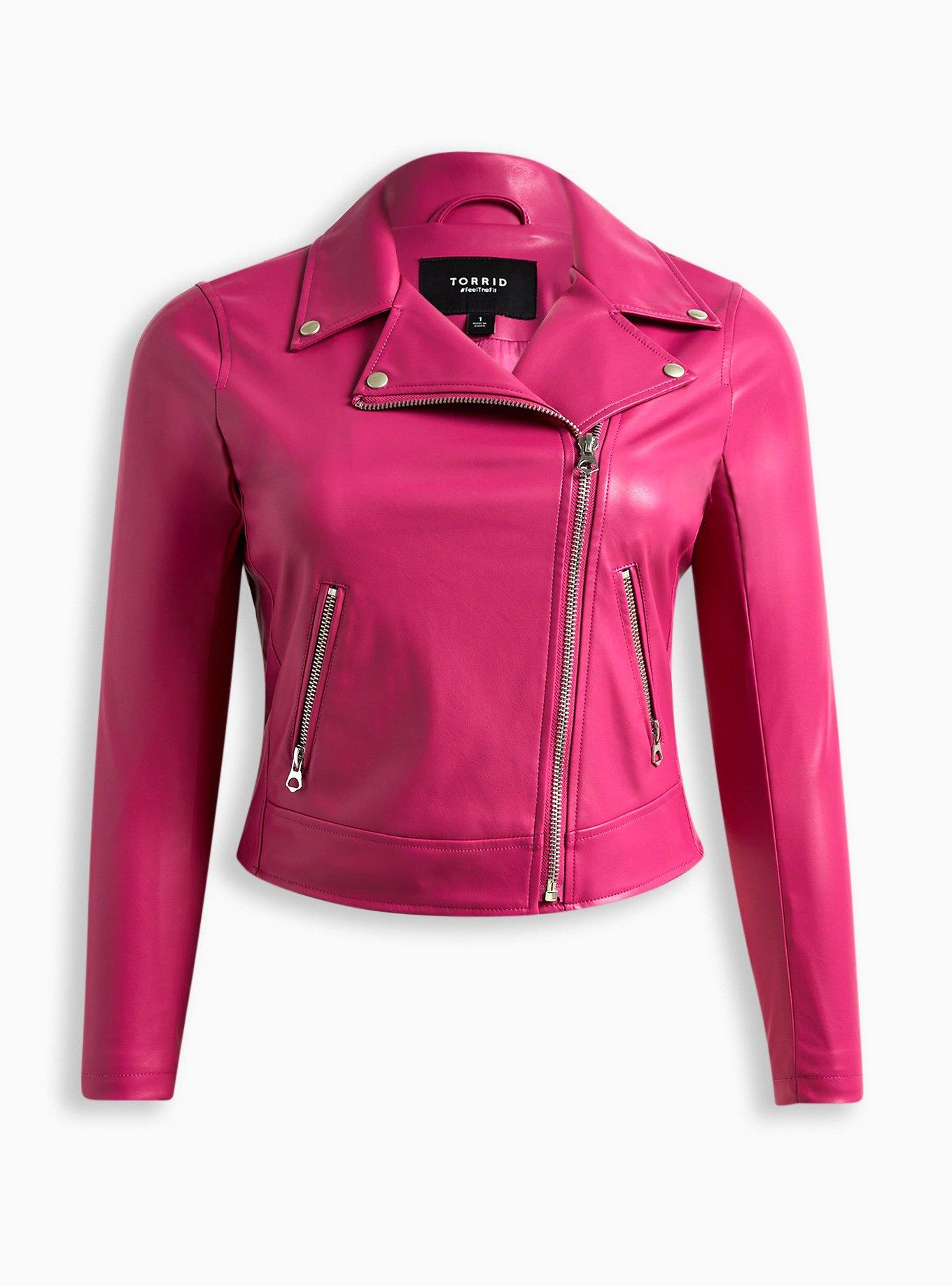 Hot pink leather outlet coat