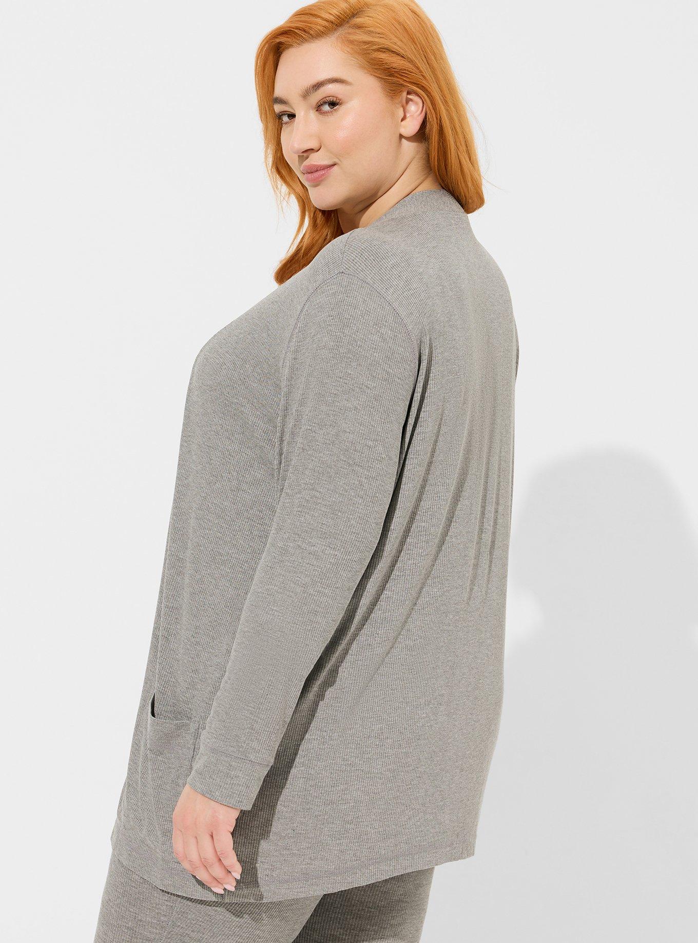 Plus Size - Super Soft Rib Snap Front Lounge Cardigan - Torrid