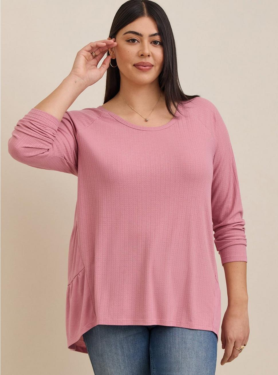 Texture Jersey Tiered Back Top, MAUVE, alternate