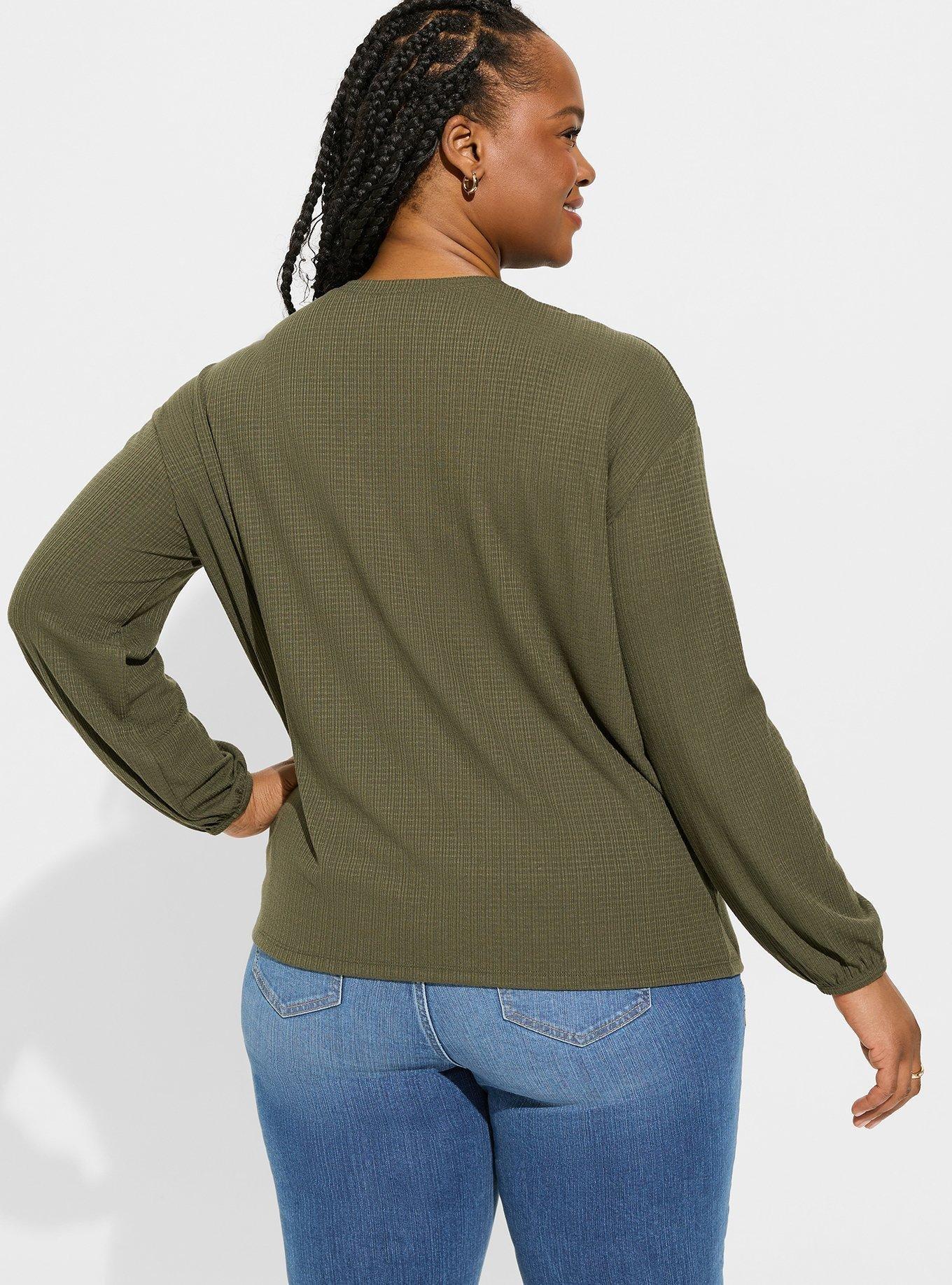 Texture Jersey Lace-Up Drop Shoulder Top, DEEP DEPTHS, alternate