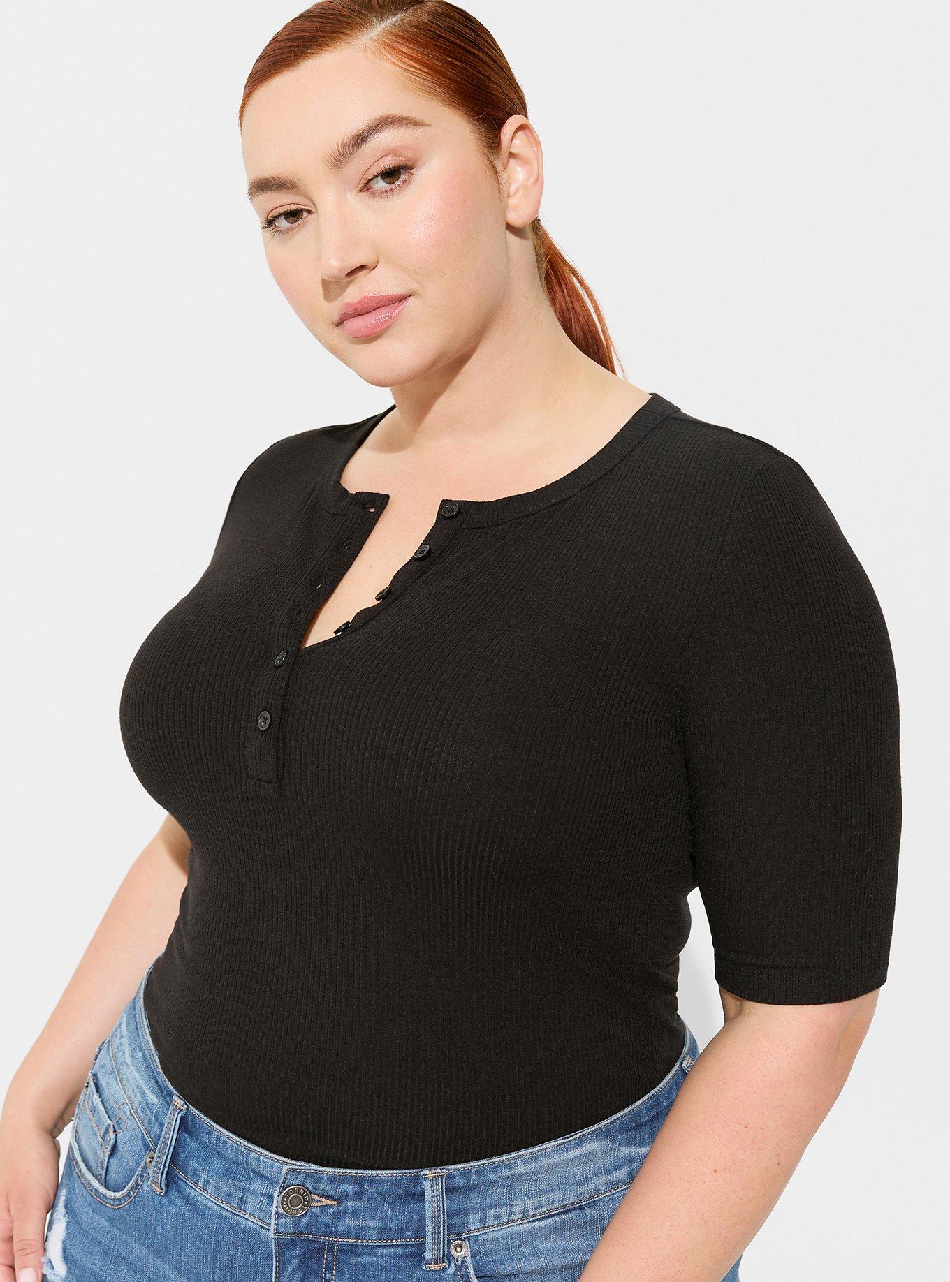 Super Soft Rib Henley Elbow Sleeve Tee