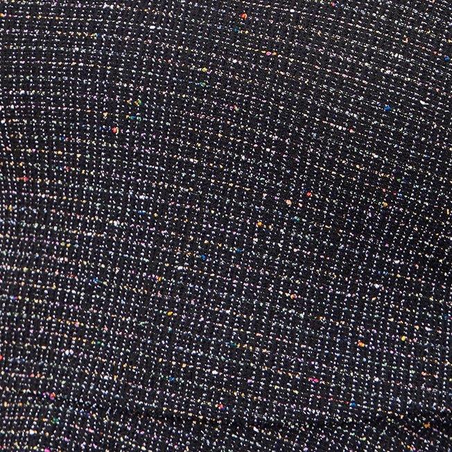 Rainbow Boucle V-Neck Peplum Top, DEEP BLACK, swatch