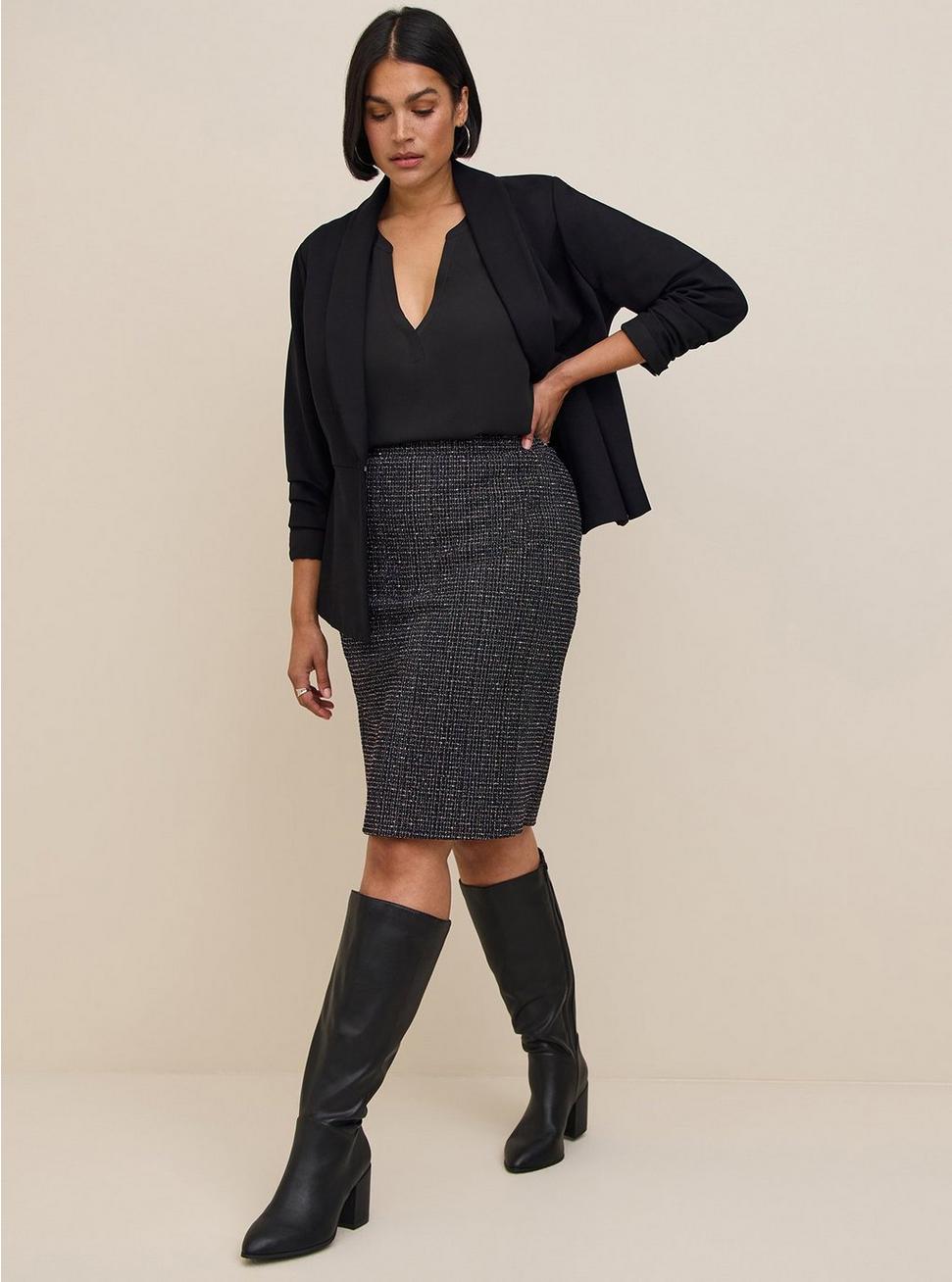 Plus Size Harper Georgette Pullover Puff Sleeve Blouse, DEEP BLACK, alternate