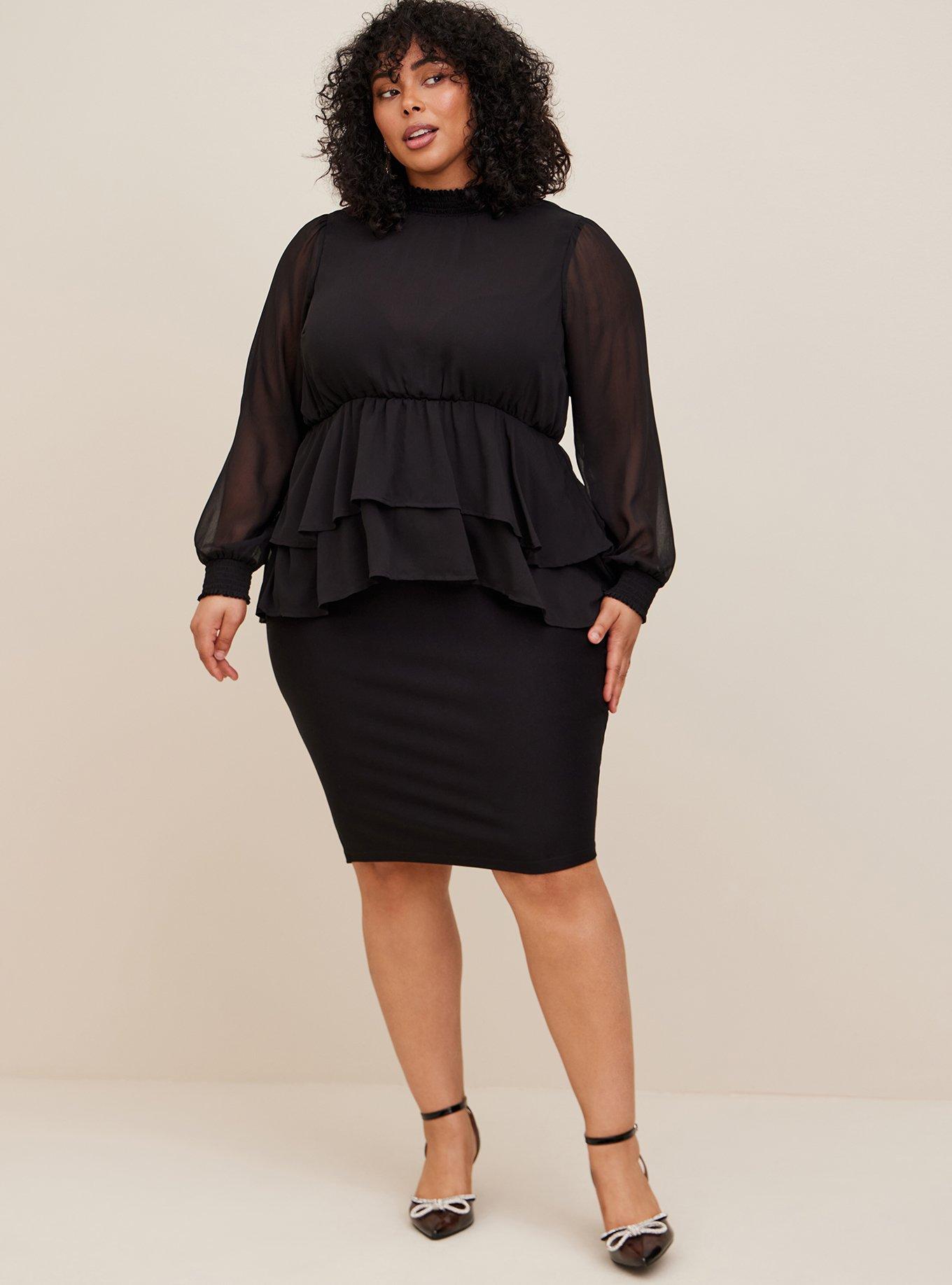 Crinkle Chiffon Smock Neck Ruffle Tiered Top