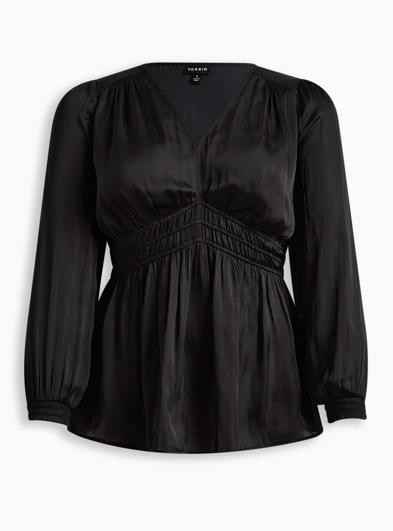 Torrid Peplum Satin Smocked Waist Top Size 0, Large - $24 - From