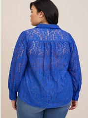 Madison Lace Button-Up Long Sleeve Shirt, SURF THE WEB, alternate