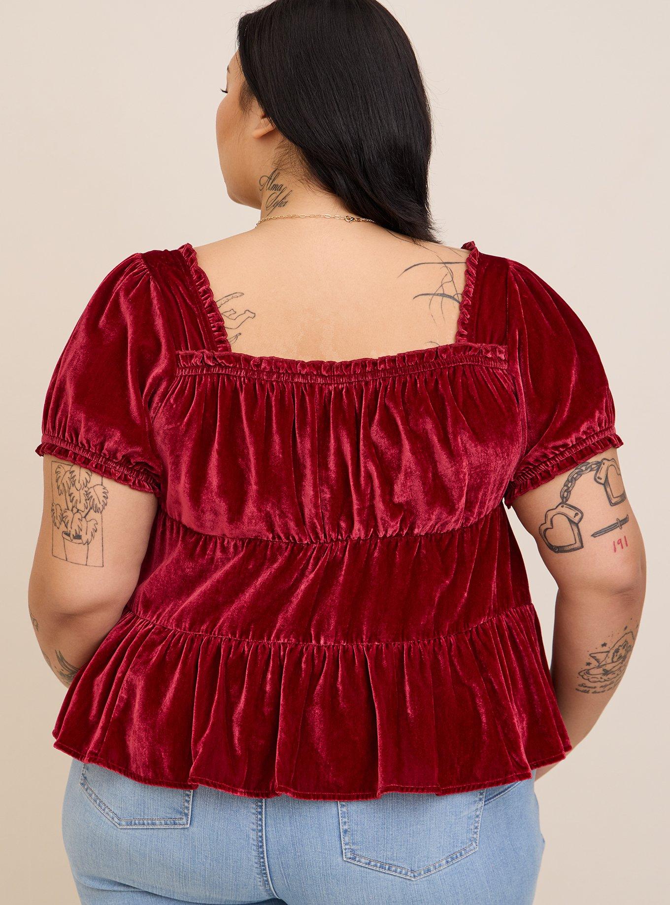 Babydoll Velvet Tiered Top