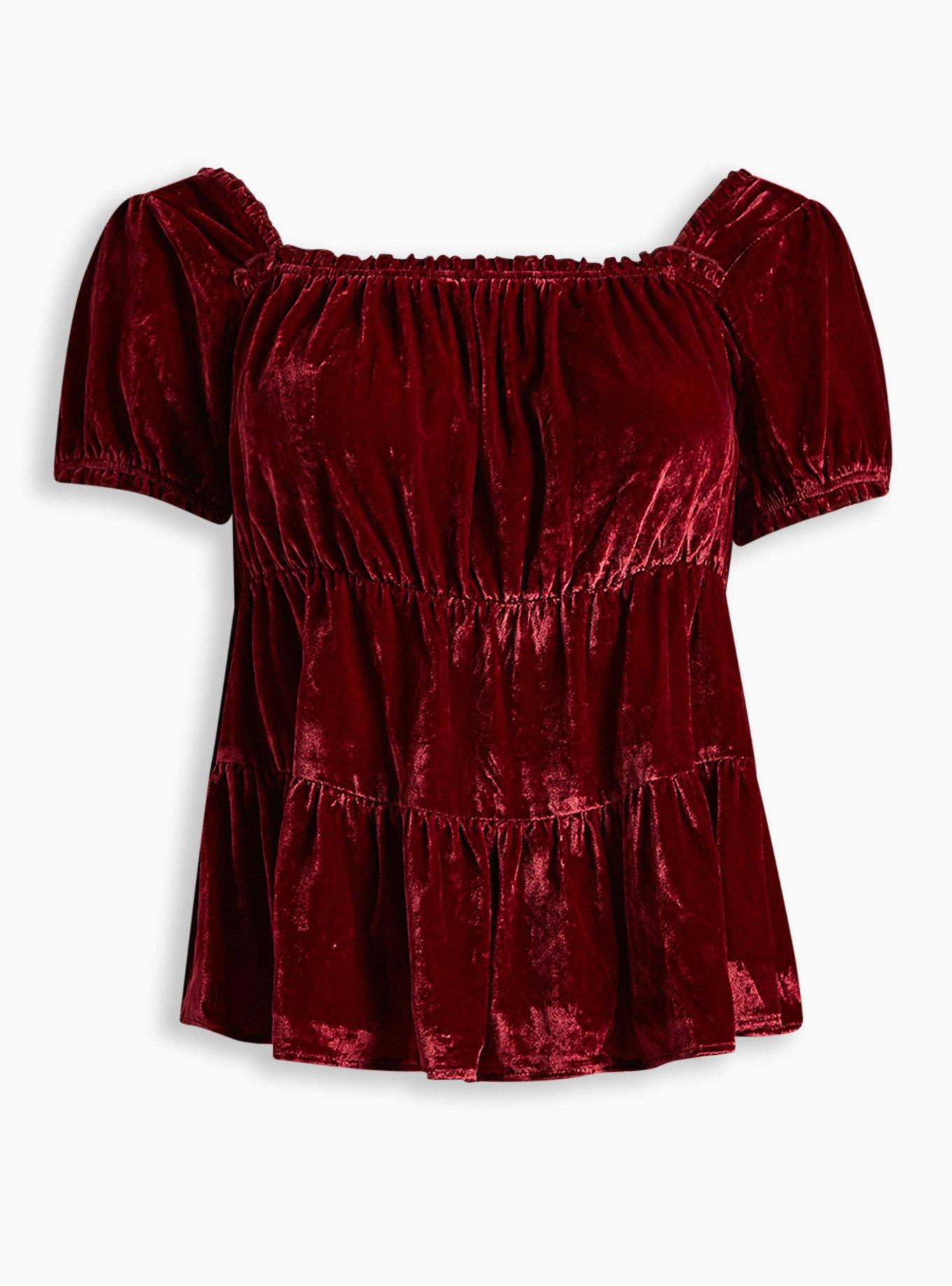 Babydoll Velvet Tiered Top