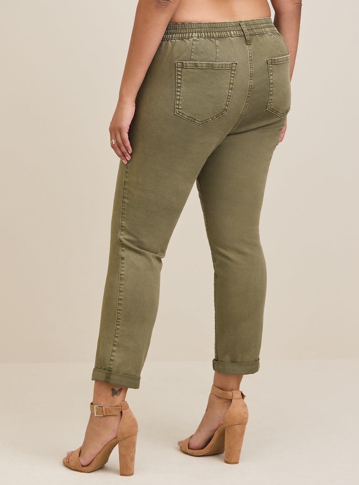 Plus Size - Pull-On Boyfriend Straight Stretch Twill Mid-Rise Pant