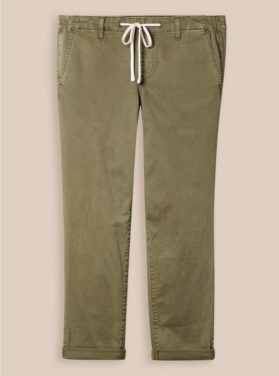 Pull-On Boyfriend Straight Stretch Twill Mid-Rise Pant (Tall), DUSTY OLIVE, hi-res