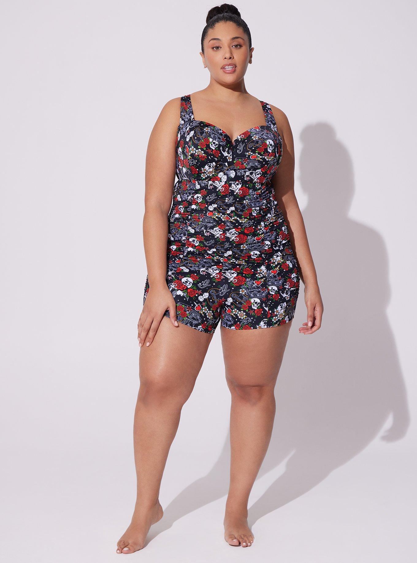 Plus Size Retro Underwire Swim Romper Torrid