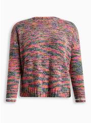 Spacedye Pullover Drop Shoulder Crop Sweater , BLUE, hi-res