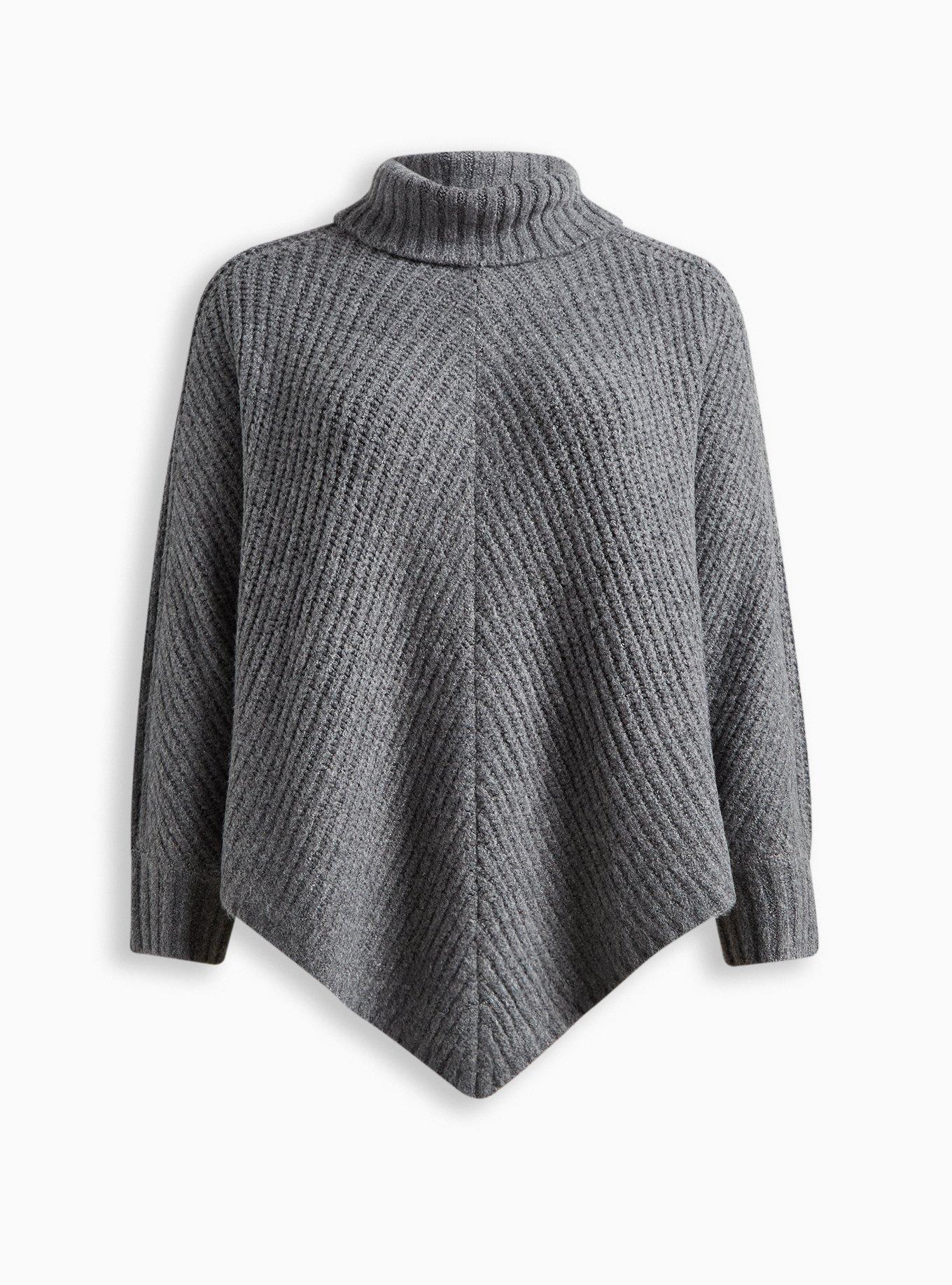HOTELPAULIER ニットポンチョ FREE SIZE Plus Size - Chunky Ribbed Poncho Turtleneck Sweater - Torrid