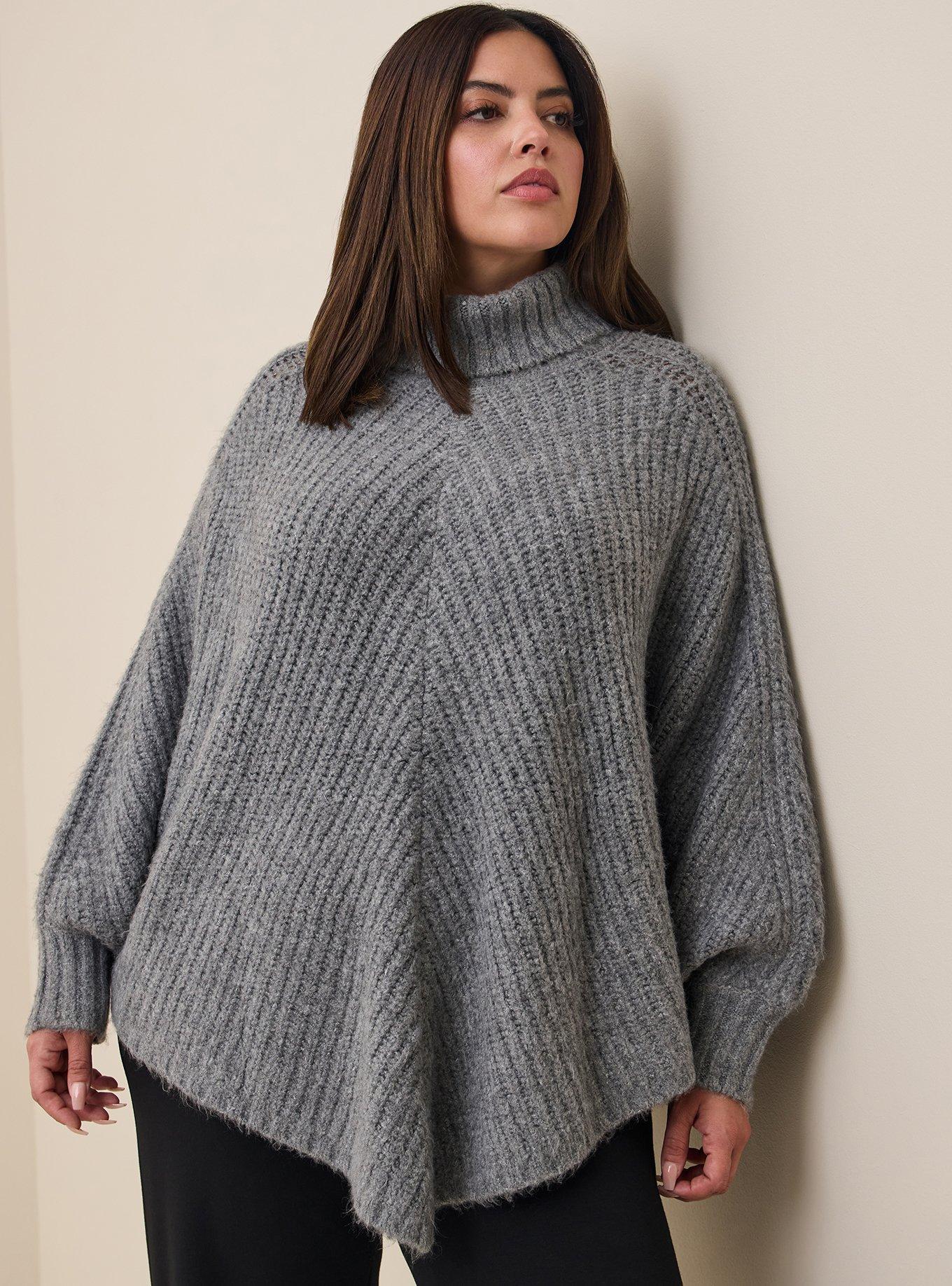 Women's plus poncho clearance sweater