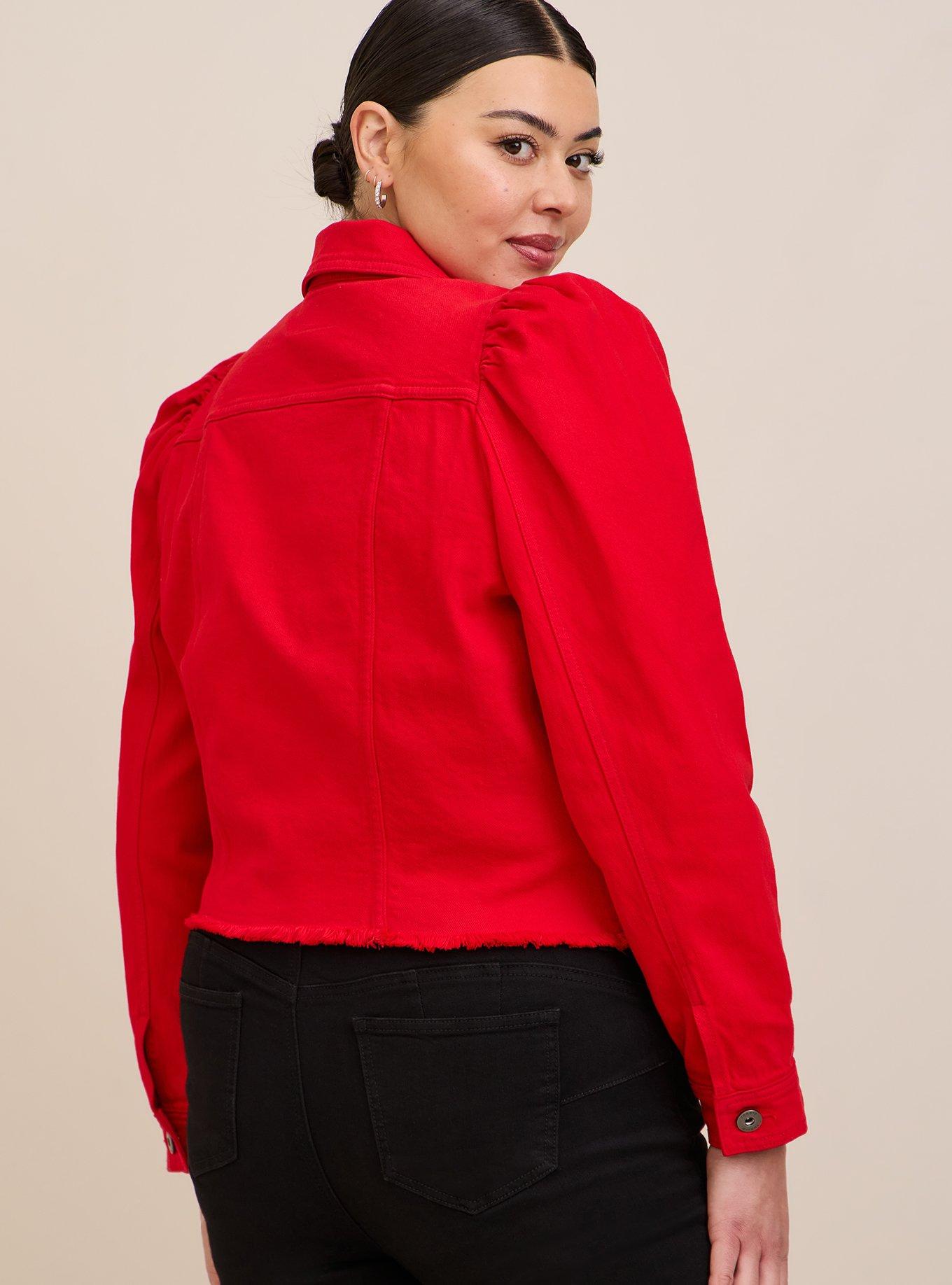 Plus Size Denim Puff Sleeve Trucker Jacket Torrid