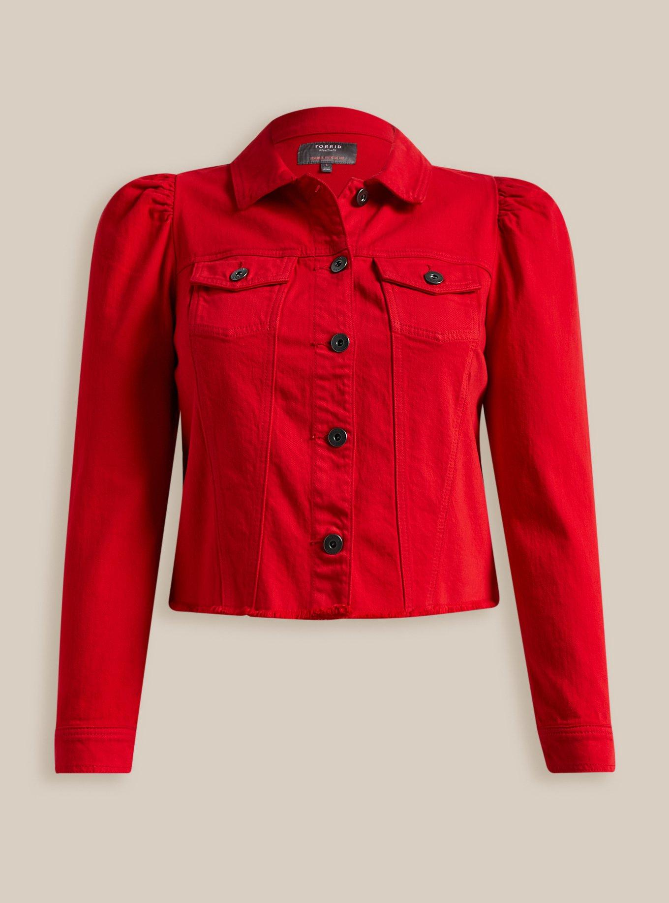 Plus Size Denim Puff Sleeve Trucker Jacket Torrid