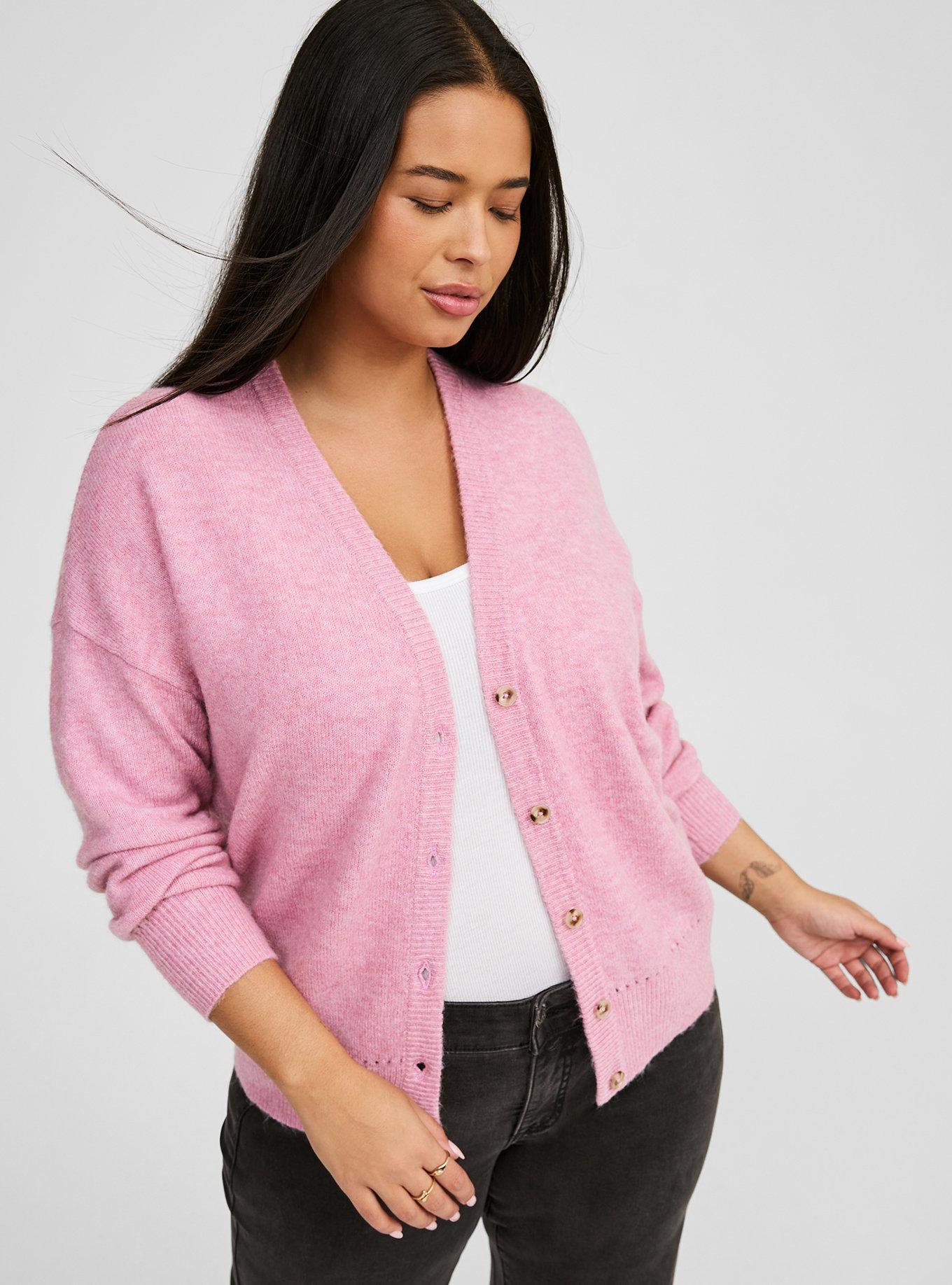 Plus Size - Vegan Cashmere Cardigan V-Neck Drop Shoulder Sweater - Torrid