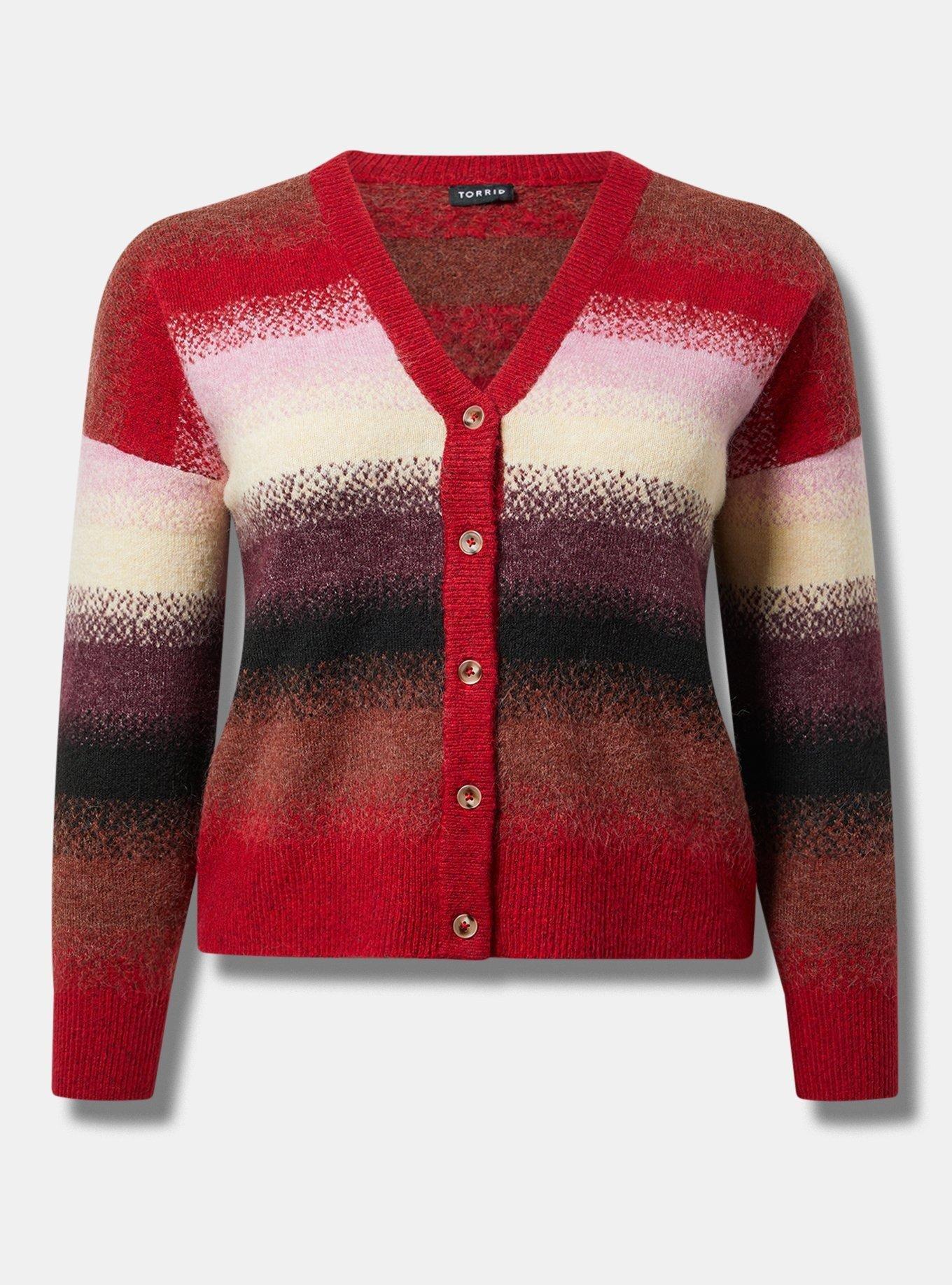 Knitting Tassel Stripe Hit Color Cardigan Outwear Knitting Tassel Stripe Hit Color Cardigan Outwear