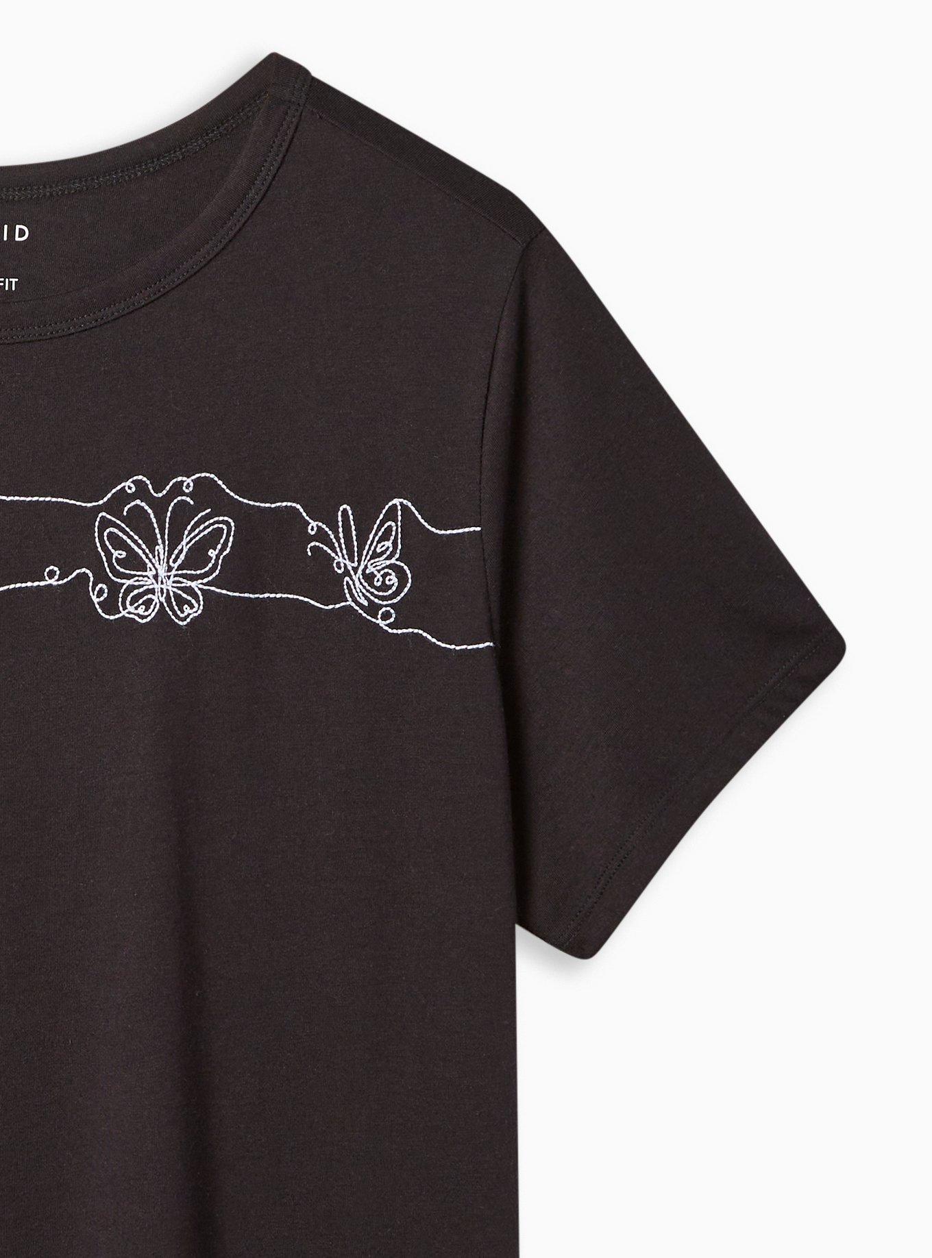 Plus Size Butterflies Everyday Signature Jersey Crew Neck Tee, DEEP BLACK, alternate