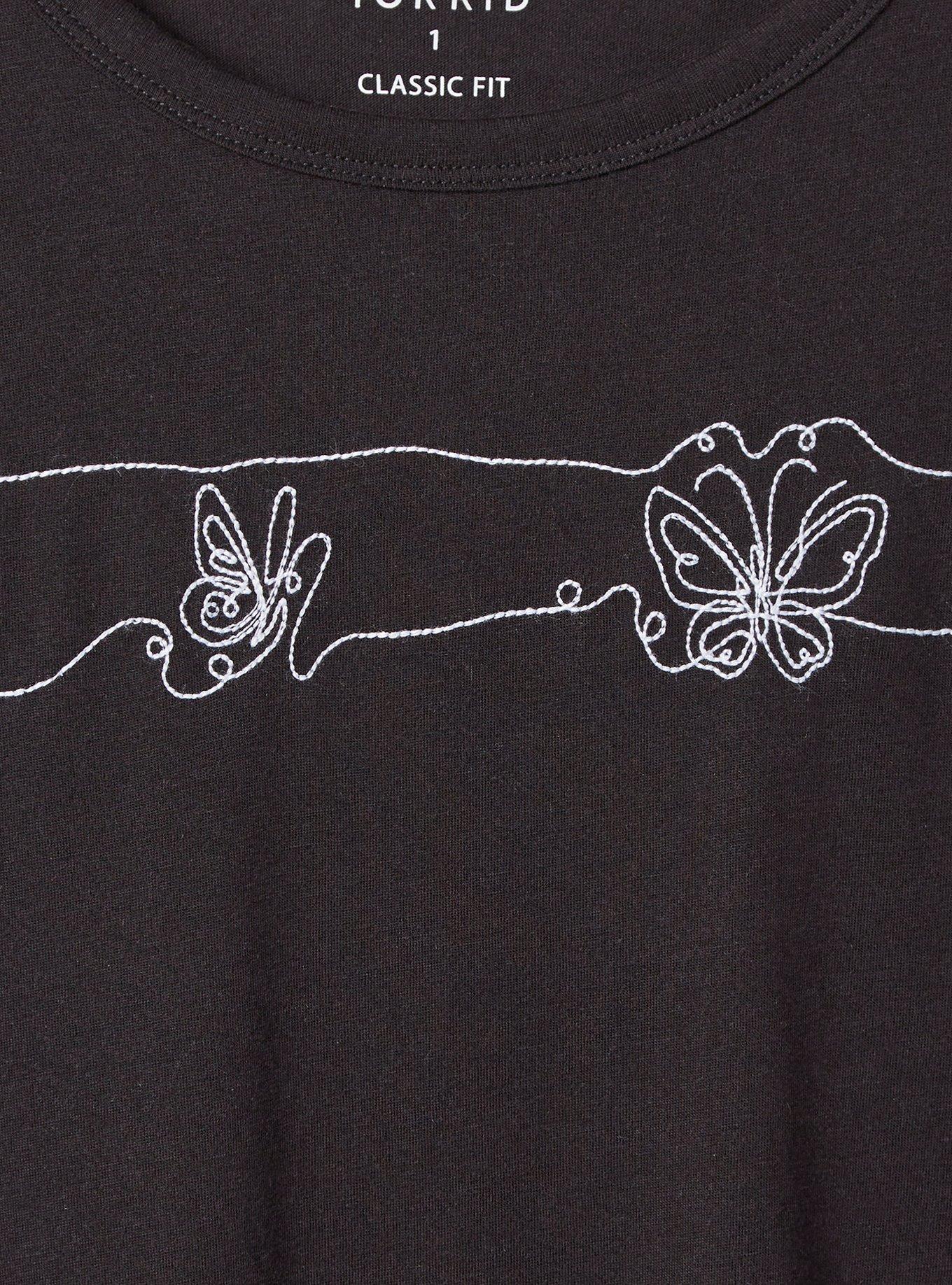Plus Size Butterflies Everyday Signature Jersey Crew Neck Tee, DEEP BLACK, alternate