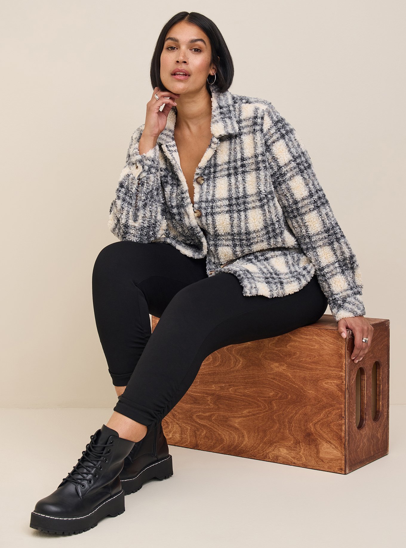 Plus Size - Sherpa Button Front Shacket - Torrid