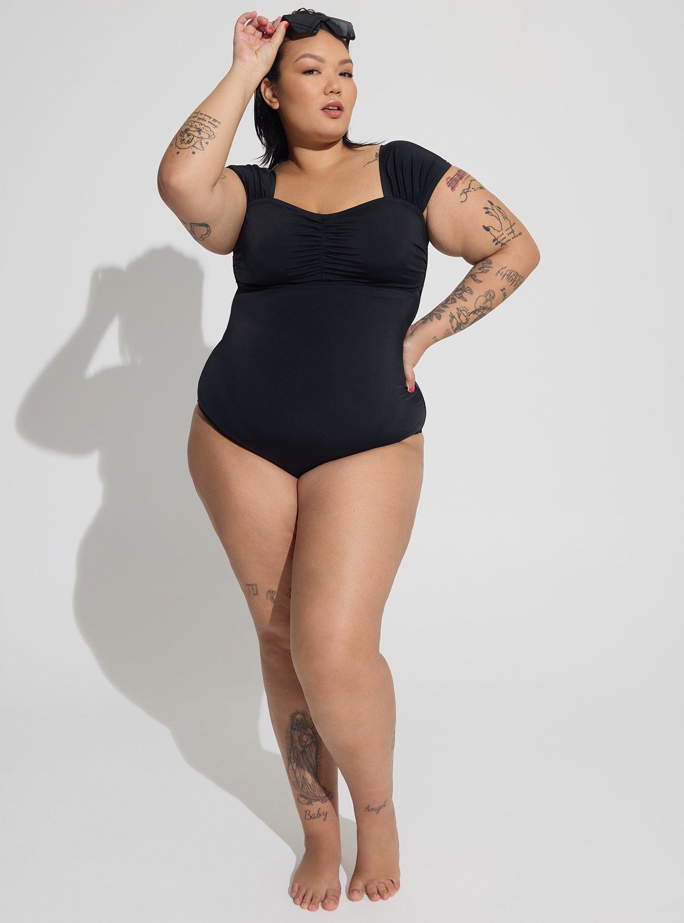 Plus size cap sales sleeve swimsuit