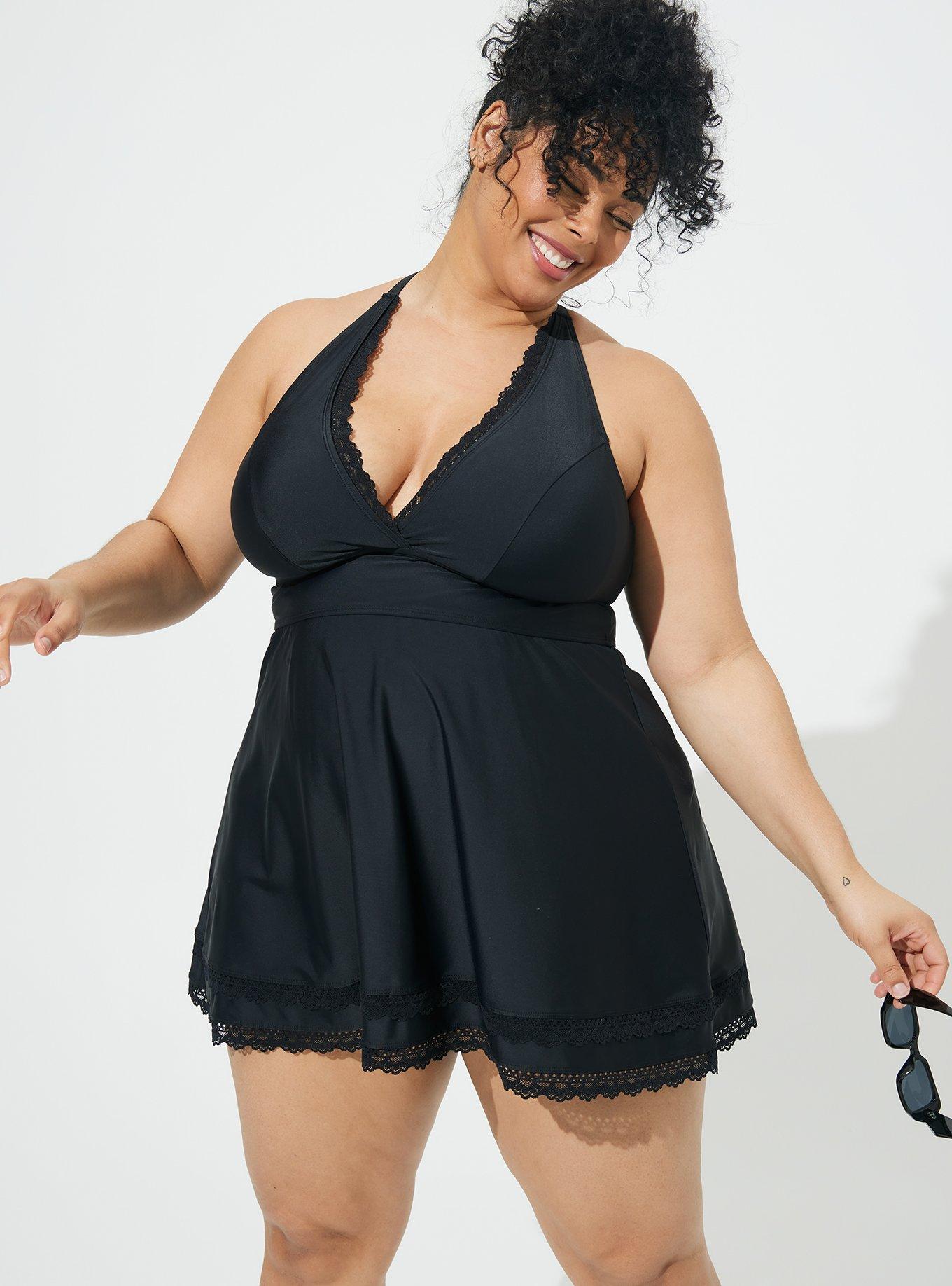 Black lace swim store dress